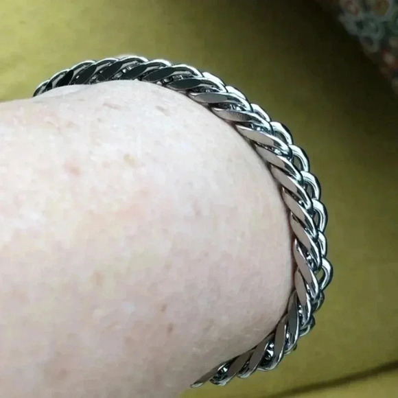 Stainless Steel Adjustable Thick Double Cuban Bracelet NWT - Picture 2 of 5